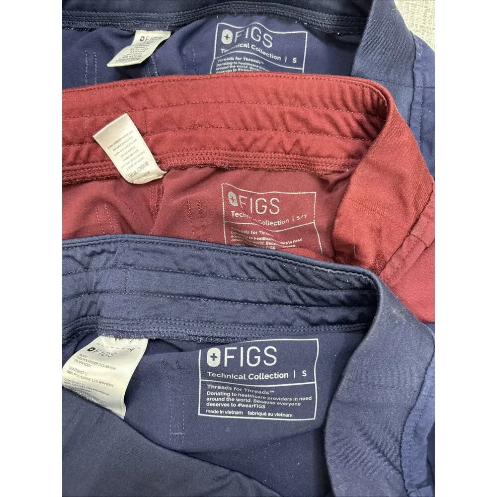 Lot of Three Figs Bottoms/Pants S Technical Collection Navy & Red Joggers